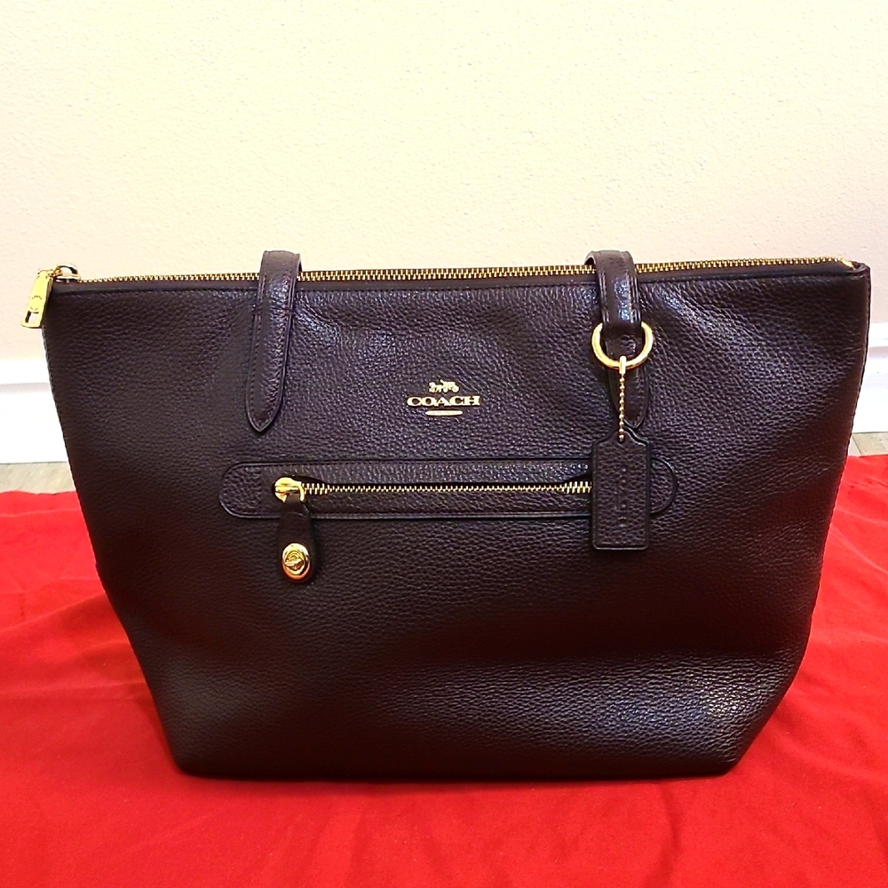 Coach Taylor Tote Burgundy Leather Women's Bag With Brass Lock